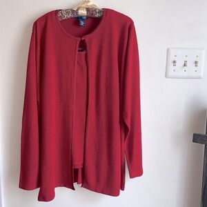 Women’s Red Open Front Cardigan and Tank Top Set, 1X